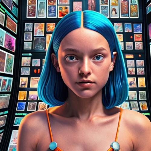 Home 4 **Prompt:** A digital collage showcasing NFT art, with Beeple's $69 million NFT prominently displayed. The style should be futuristic and vibrant, reflecting the democratization of art. Include elements representing digital scarcity and the support NFTs provide to artists.